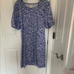 Lilly Pulitzer Navy and White Printed Midi Dress
